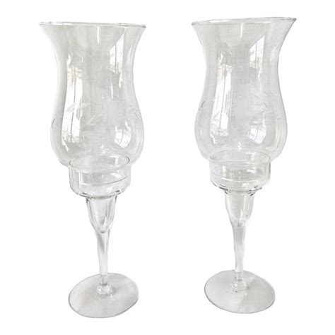 Princess House Crystal Candle Lamp Floral Made in USA. . Princess house hurricane candle holders